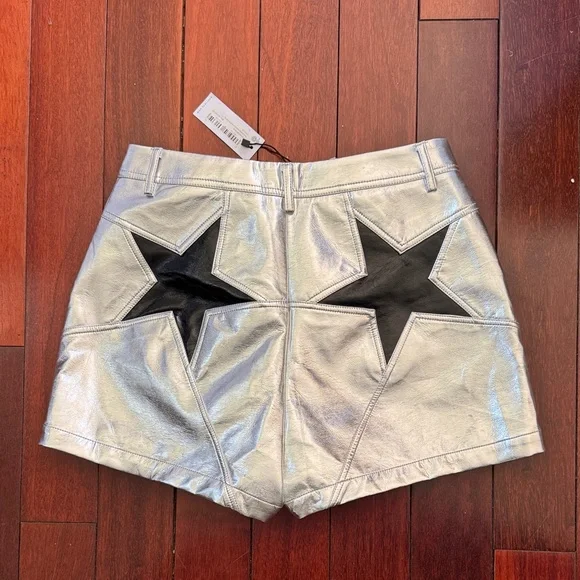 Nasty Gal Silver Metallic Women's Star Shorts - Picture 2 of 2